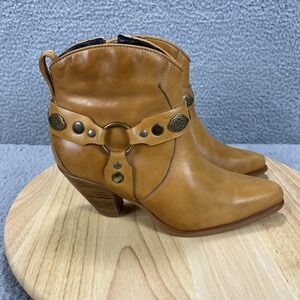 Durango Boots Women 6.5 M Brown Ankle Leather Western Cowgirl Zipper Embellished